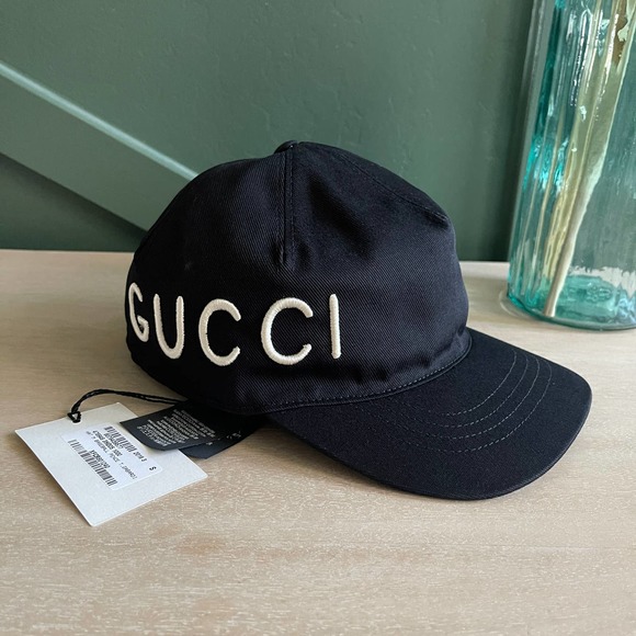 Gucci Other - ‼️PRICE FIRM‼️ NEW Gucci Logo Canvas Baseball Cap Hat Black Small S